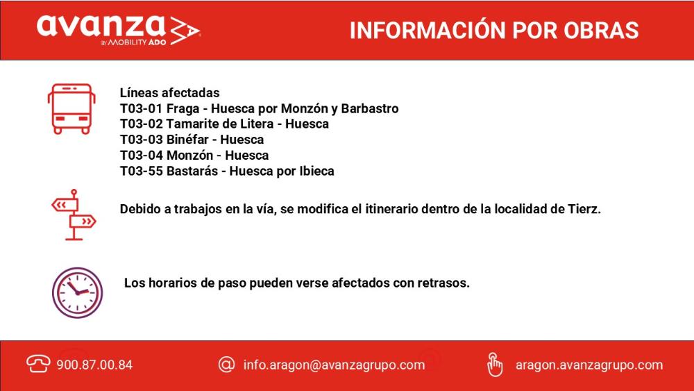 Imagen Nuevos servicios de transporte público de la línea T03 Fraga – Huesca por Monzón y Barbastro