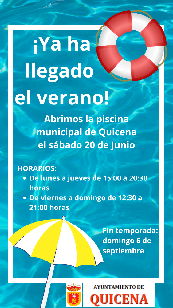 Imagen Apertura y horarios de las piscinas municipales de Quicena 2026